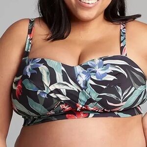 Faux-Wrap No-Wire Swim Bandeau Top